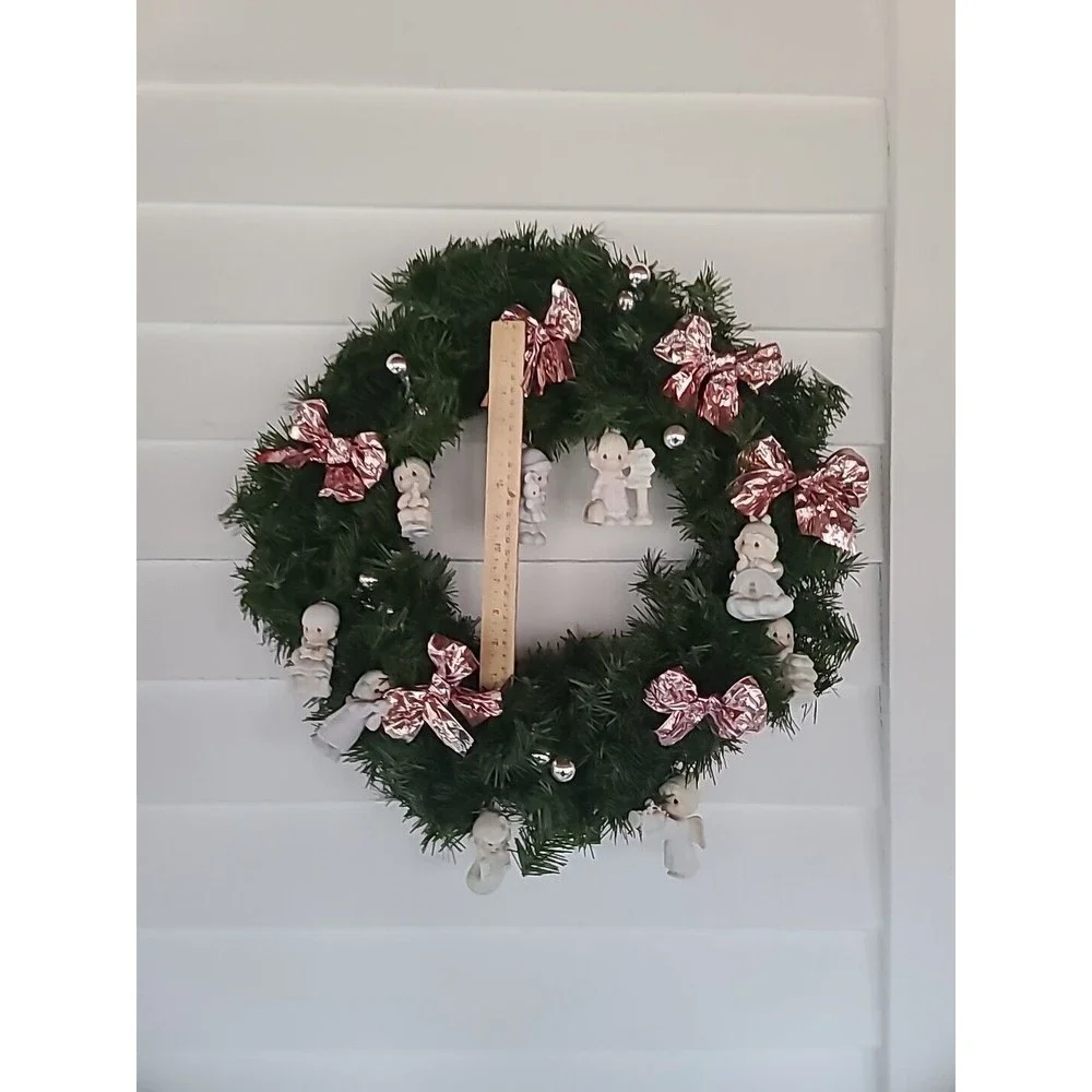 Vintage Precious Moments Handmade Christmas Wreath